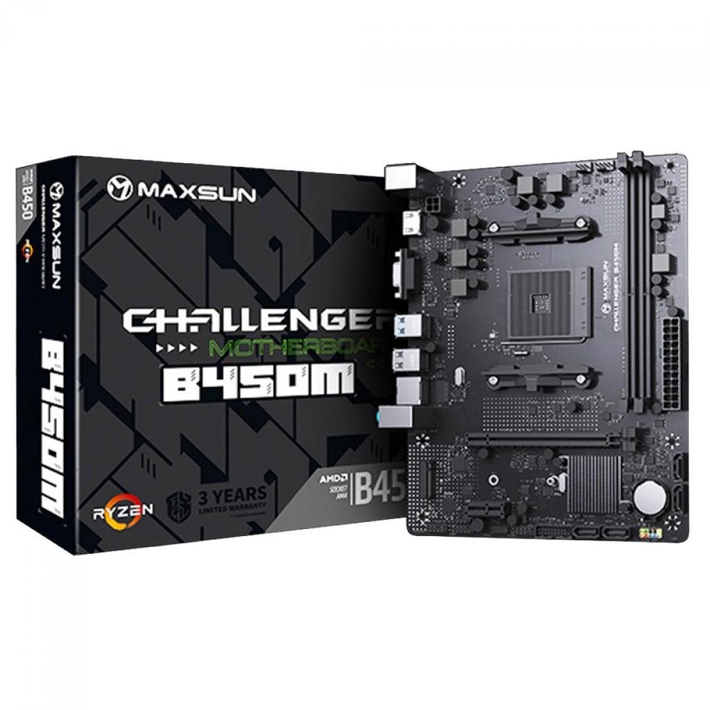 😱 Placa Mãe MAXSUN B450M MS-Challenger, Chipset B450, AMD AM4, mATX, DDR4, Preta