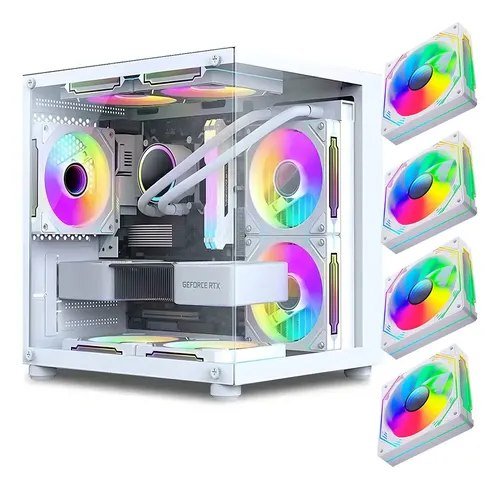 😱 Gabinete Gamer Aquário Em Vidro Com 4 Fans Rgb Gb1797 Cor Branco