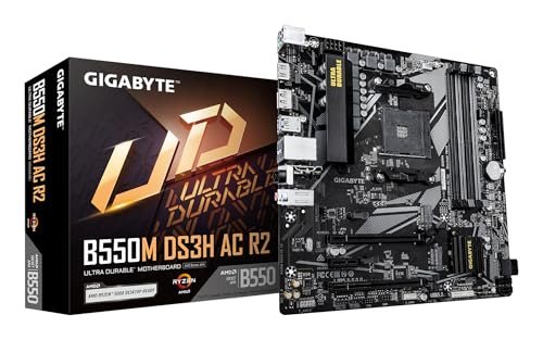 😱 Placa-Mãe Gigabyte B550M DS3H AC R2 DDR4 AM4, Micro-ATX, Wi-Fi 5, 2× M.2, HDMI/DisplayPort, 4× USB 3.2 Base Gamer/PC AMD