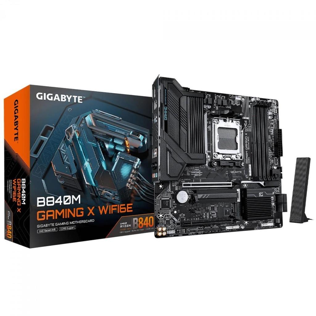 😱 Placa Mãe Gigabyte B840M Gaming X WIFI6E, Chipset B840, AMD AM5, mATX, DDR5