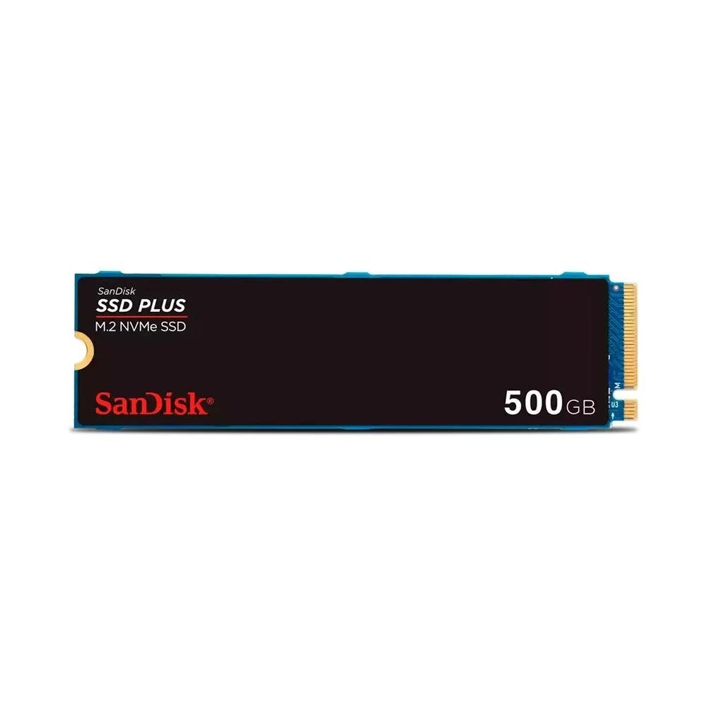 😱 SSD SanDisk Plus NVMe, 500GB, M.2, PCle, Gen3, Leitura 2400MB/s e Gravação 2400MB/s, Preto - SDSSDA3N-500G-G26