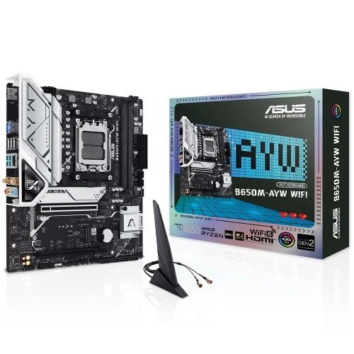😱 Placa Mãe Asus B650M-AYW WIFI, Chipset B650, AMD AM5, mATX, DDR5, 90MB1KI0-M0EAY0