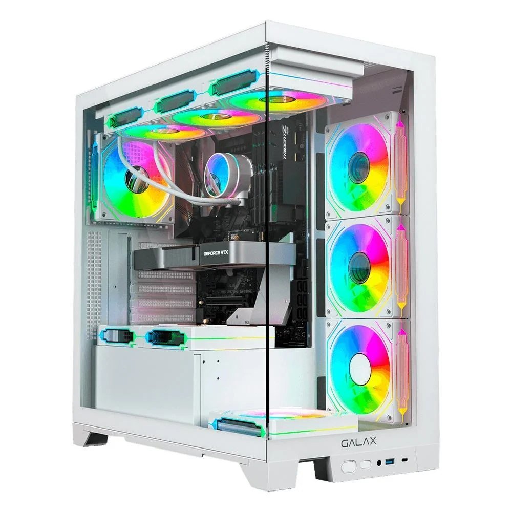 😱 Gabinete Galax Alpha White, Mid Tower, ATX, Frontal de Vidro, Sem FANs, Branco - GLX-ALPHAW-2070