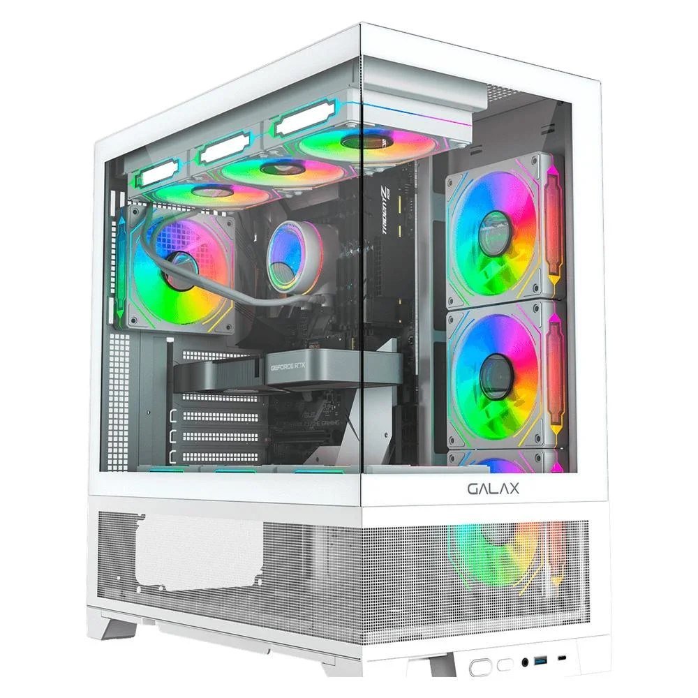 😱 Gabinete Galax Centaurus White, Mid Tower, ATX, Frontal de Vidro, Sem FANs, Branco - GLX-CENTAURUSW-2066