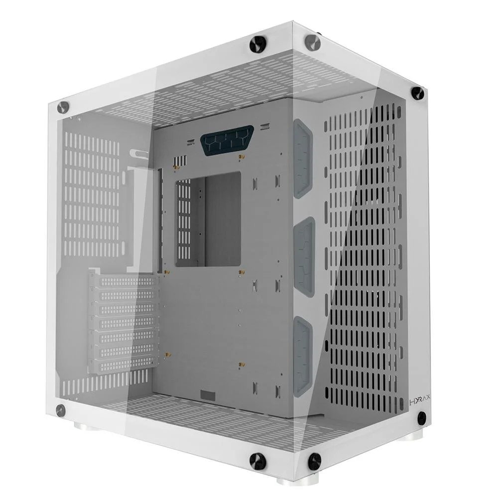😱 Gabinete Gamer Hyrax HGB700, ATX, Mid Tower, Frontal e Lateral em Vidro Temperado, Sem FANs, Branco - HGB700W