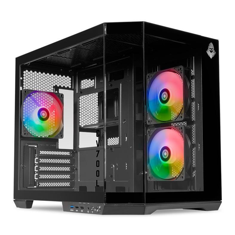 😱 Gabinete Gamer Mancer CV700L, Mid Tower, Lateral De Vidro, 3 Fans ARGB, Preto, Mcr-CV700L-BK3F