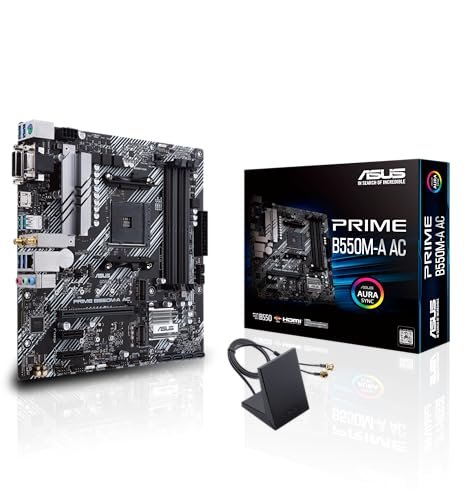 😱 ASUS Prime B550M-A AC AMD AM4 (3ª geração Ryzen Micro ATX placa mãe (PCIe 4.0, WiFi, memória ECC, 1GB LAN, HDMI 2.1/D-Sub, 4K@60HZ, Cabeçalho RGB Addressable Gen 2 e Sincronização Aura)