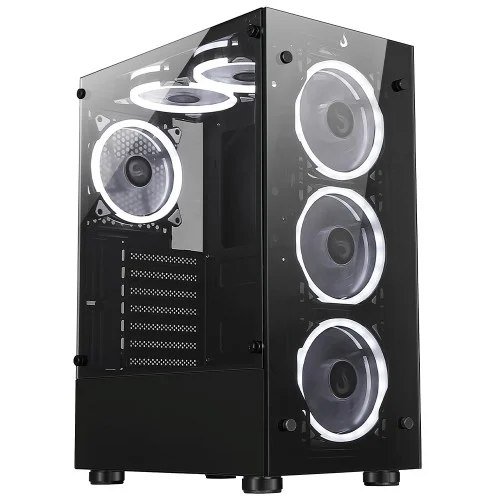 😱 Gabinete Gamer Rise Mode 06X Black Mid Tower Vidro Temperado Atx Sem Fonte Sem Fan Preto Rm Ca 06X Fb
