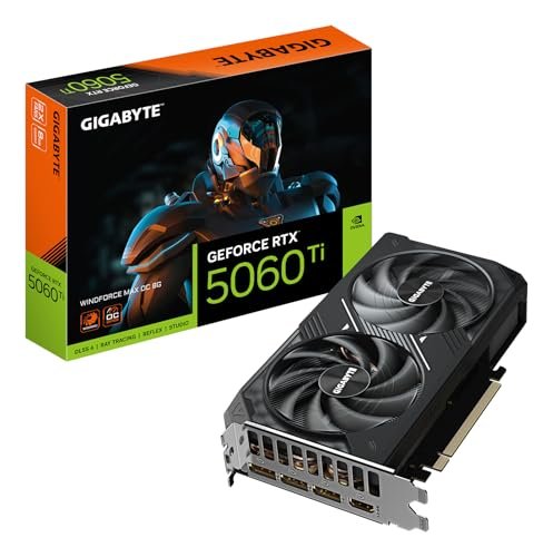 😱 Gigabyte Placa de vídeo GeForce RTX 5060 Ti WINDFORCE MAX OC 8G - 8 GB GDDR7, 128 bits, PCI-E 5.0, frequência de núcleo de 2587 MHz, 3 DisplayPort, 1x HDMI, NVIDIA DLSS 4, GV-N506TWF2MAX OC-8GD