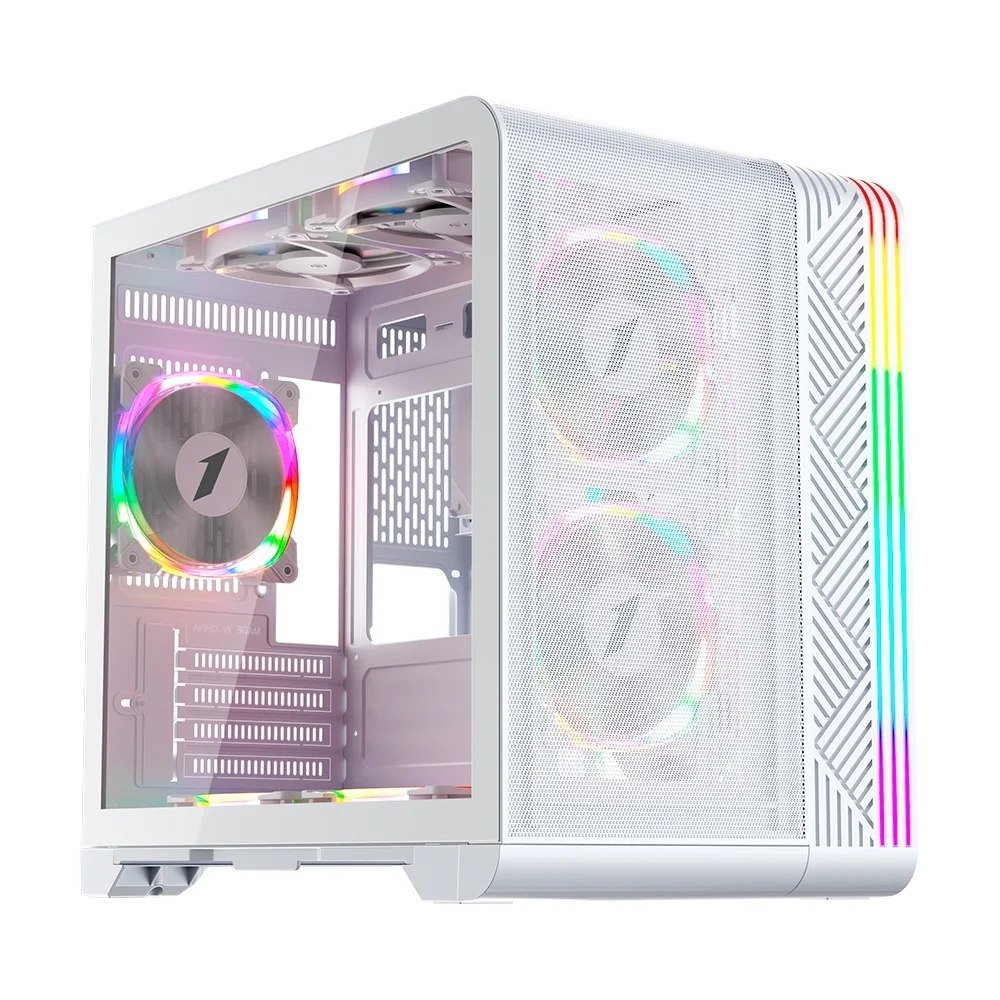 😱 Gabinete Gamer 1Stplayer Vt5 Mid Tower Atx Lateral Em Vidro Temperado Sem Fan Branco Vt5 Wh