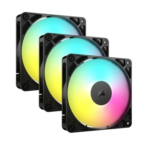 😱 Ventoinhas RS120 ARGB PWM de 120 mm – Conexão em cadeia em série – Baixo ruído – Rolamento magnético – Pacote triplo – Preto