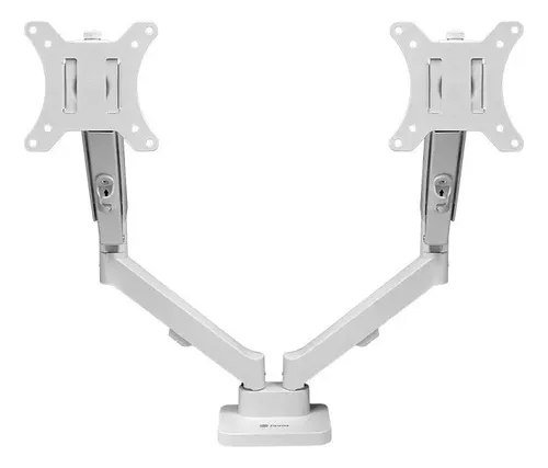 😱 Suporte Articulado com Pistão a Gás Para Dois Monitores Zinnia Nimbo 210 Branco 13 a 32 Pol com Dois Braços Articulados Ajustáveis