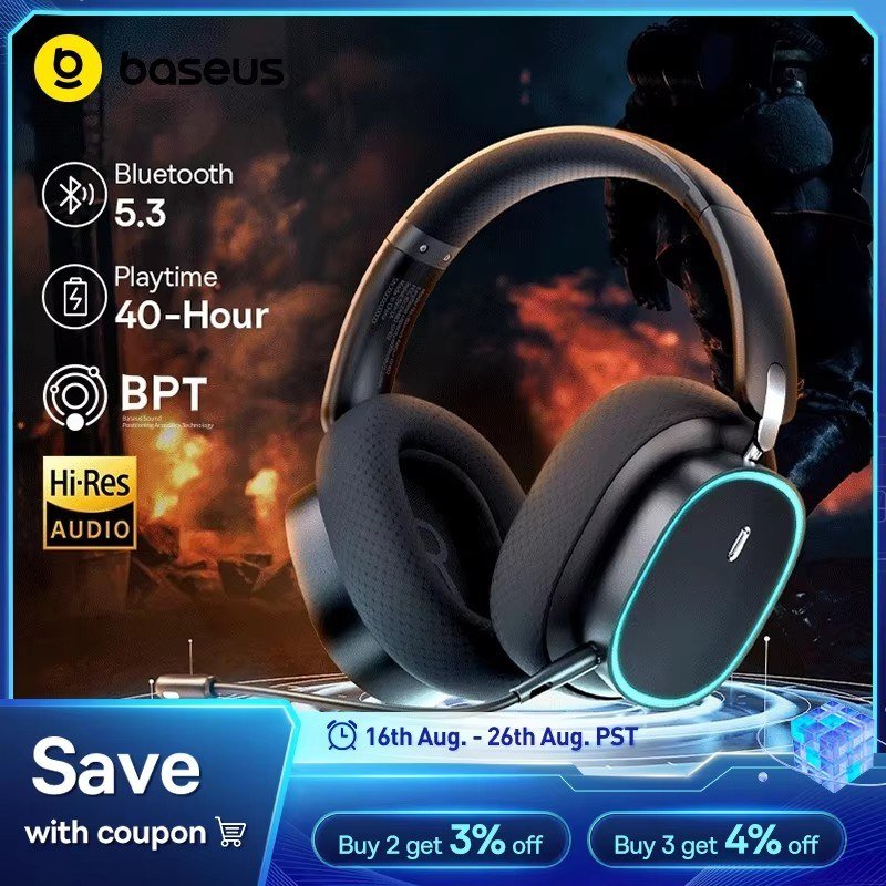 😱 Headset Sem Fio Baseus GH02 - Preto