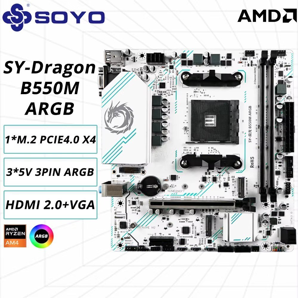 😱 Placa Mãe B550M Soyo Eternal Dragon ARGB Pci 4.0