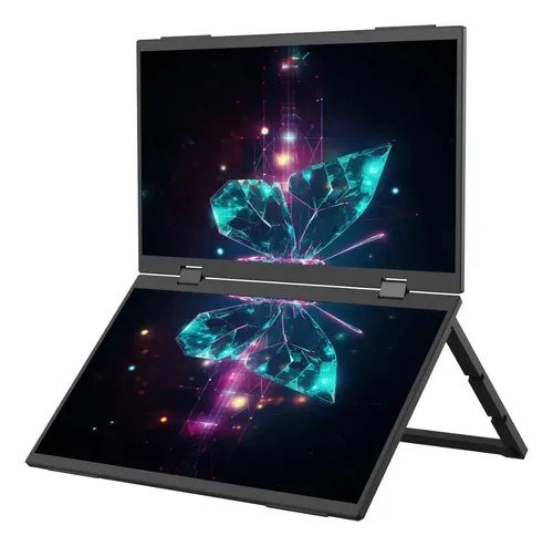 😱 Monitor Portátil Duplo 15.6 Full HD - Telas Dobráveis - Preto