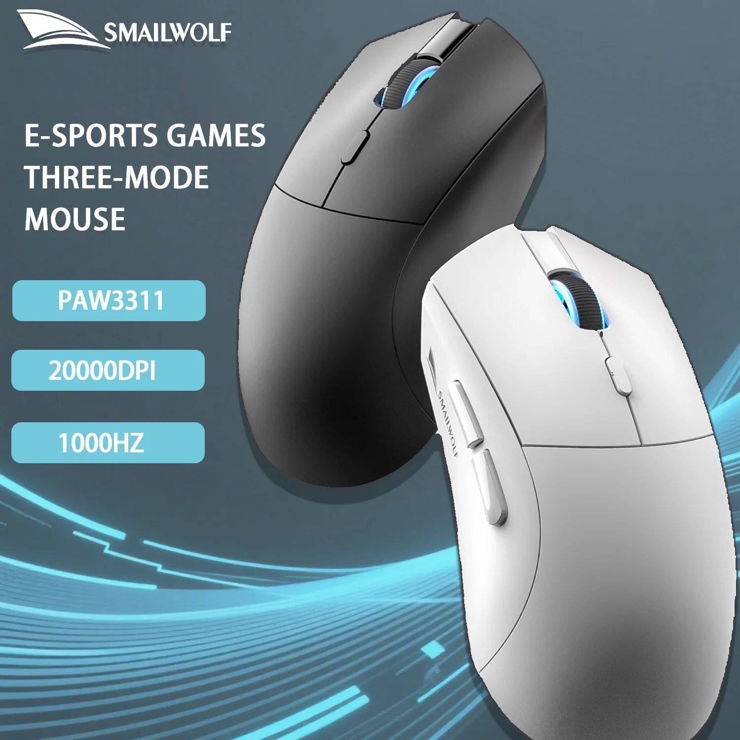 😱 (2 unidades) Mouse Smailwolf RS7 PAW3311 (Branco)