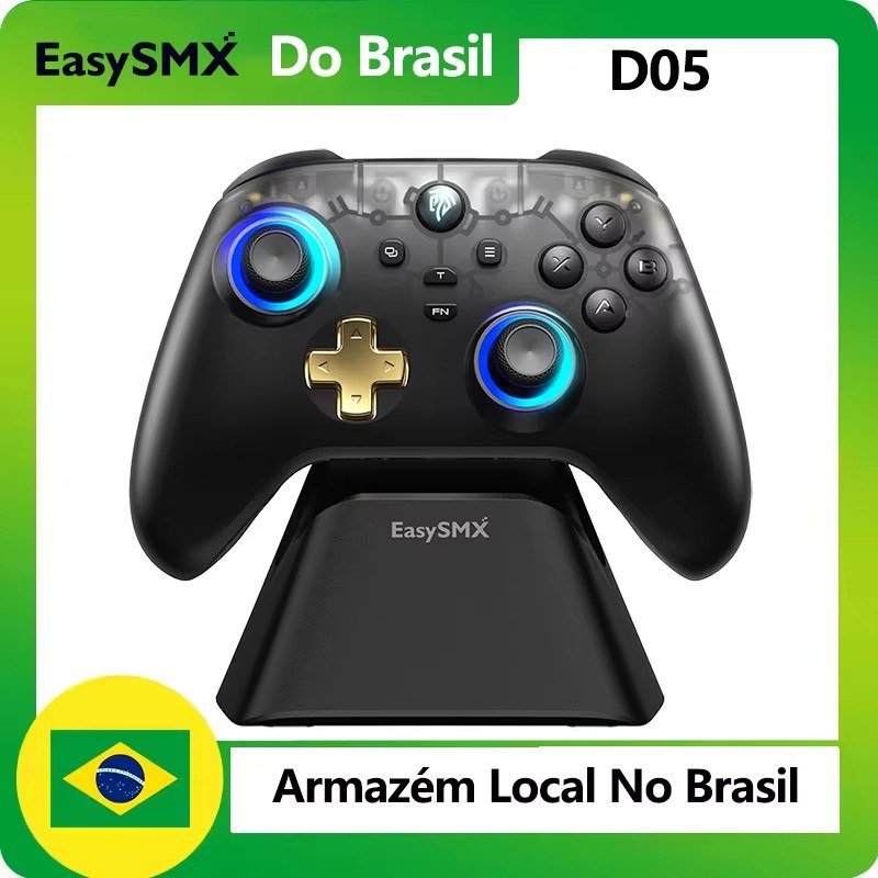 😱 Controle Easysmx D05 com Dock Carregamento, RGB, Hall Effect