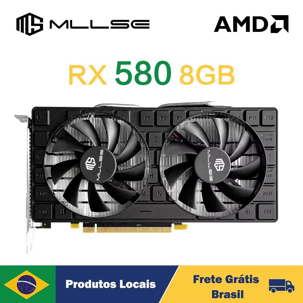 😱 MLLSE AMD RX 580 8GB 2048SP GDDR5 256Bit PCI-E 3.0 × 16 Placa de Vídeo Radeon GPU RX 580 Brasil