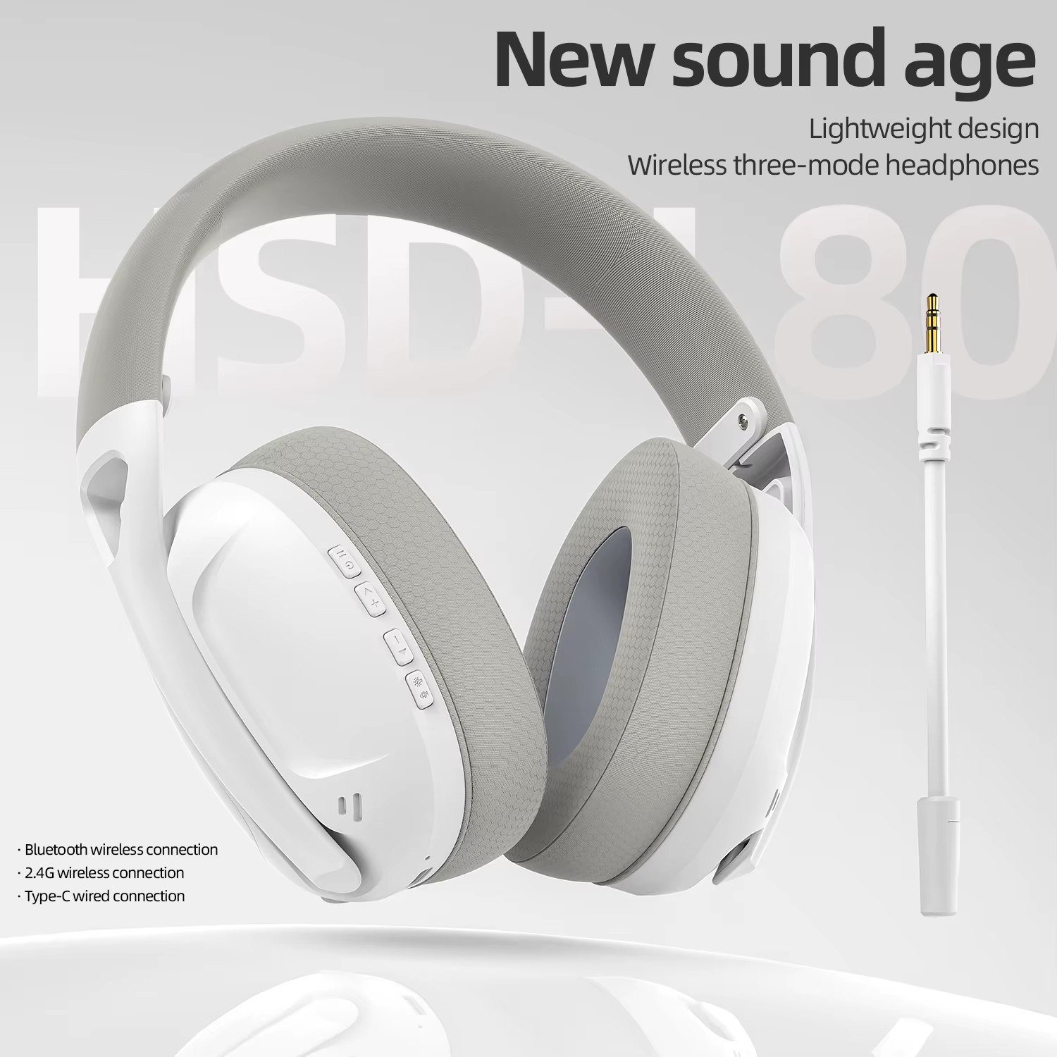 😱 Headset SMAILWOLF L80 Bluetooth Wireless Wired Three-Mode, Cor Branca
