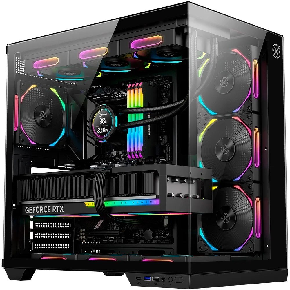 😱 Gabinete Gamer Kalkan Skye Atx Mid Tower Lateral Em Vidro Temperado Sem Fans Preto Klk00041