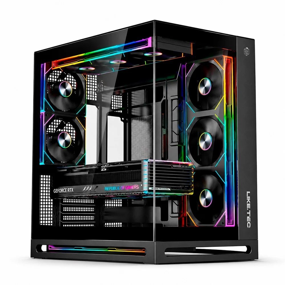 😱 Gabinete Gamer Liketec Cygnus Dark Atx Mid Tower Vidro Temperado Sem Fans Preto Lt Gb Cygnus Dark V1