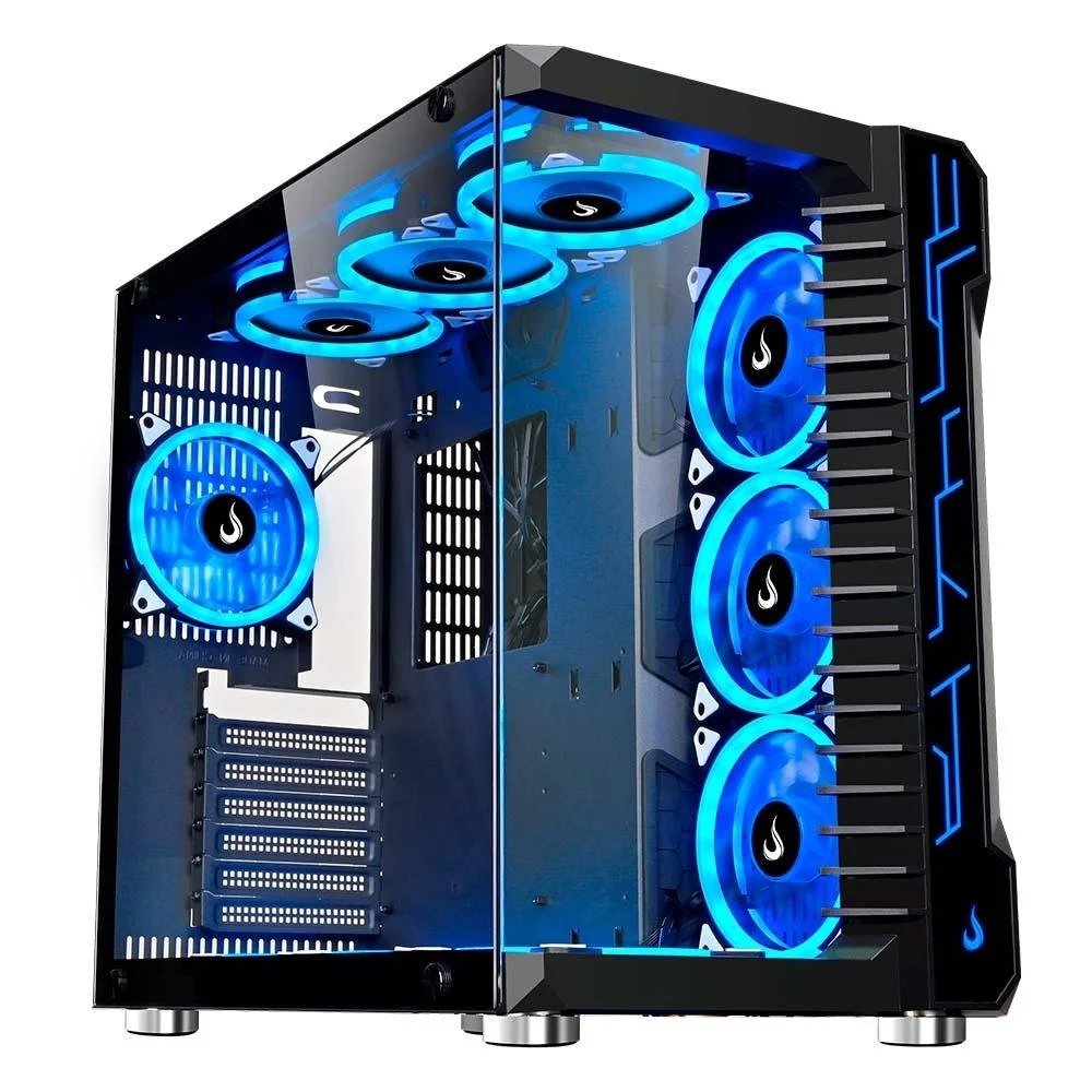 😱 Gabinete Gamer Rise Mode Galaxy Glass Mid Tower Atx Lateral E Frontal Em Vidro Temperado Sem Fans Preto Rm Ga Gg Fb