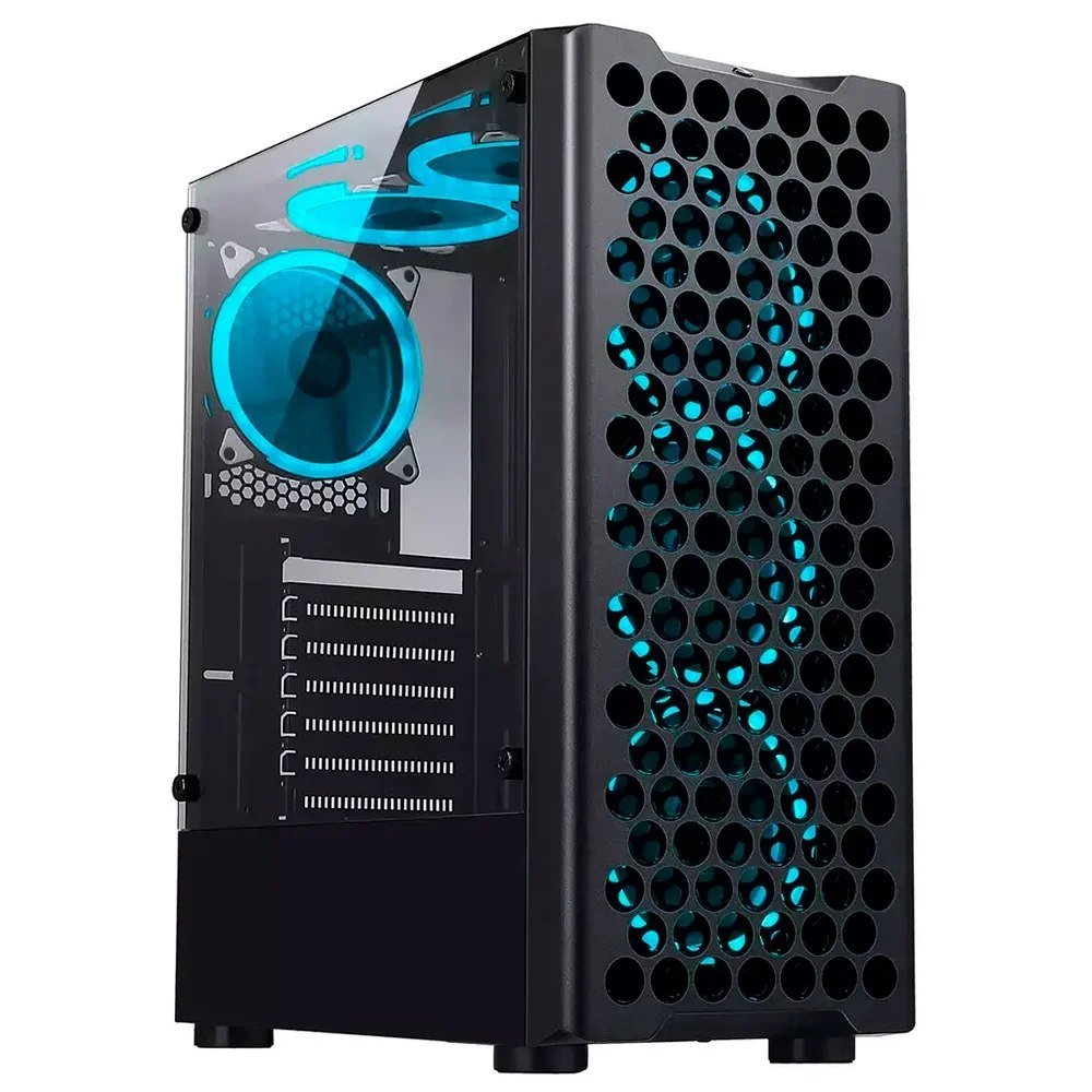 😱 Gabinete Gamer Rise Mode X5 Glass Rgb Lateral Em Vidro Fume Sem Fans Preto Rm X5 05 Fb