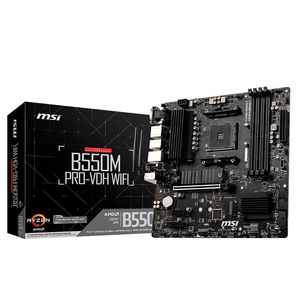 😱 Placa Mae Msi B550m - A Pro VDH Amd Ryzen Am4/ Ddr4/ Matx Hdmi/Dvi - WIFI