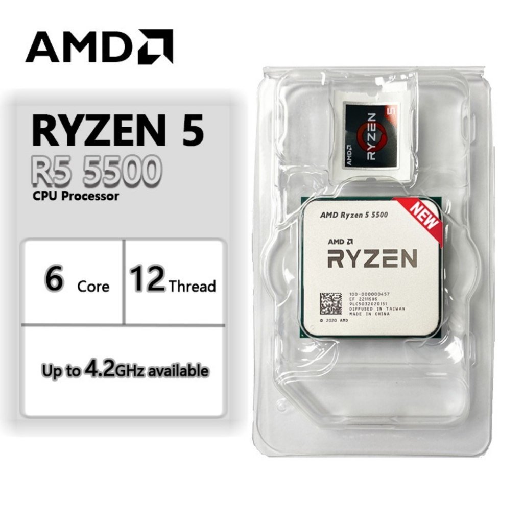 😱 Processador AMD Ryzen 5 5500, 6-Core, 12-Threads, 3.6GHz (4.2GHz Turbo), Cache 19 MB, AM4 Novo S/Caixa