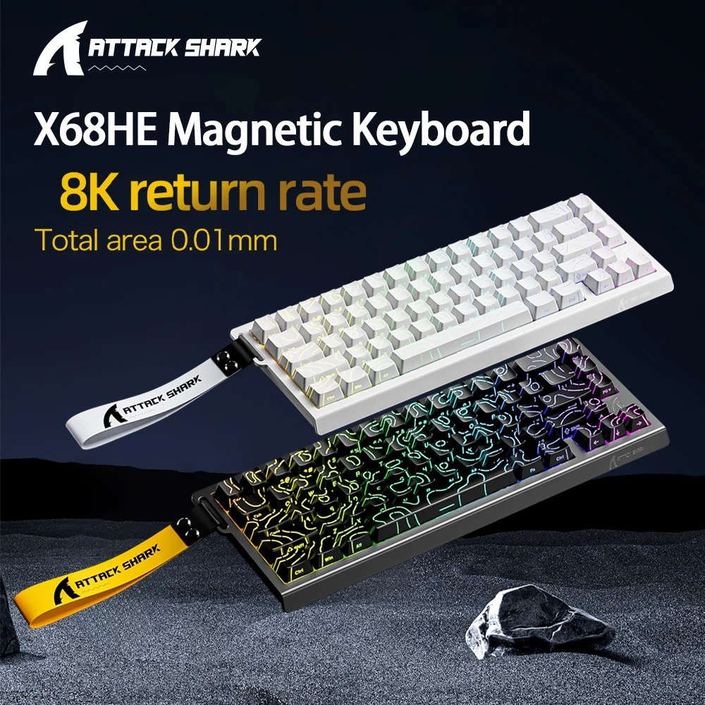 😱 Teclado Magnético ATTACK SHARK X68HE Pro Gaming 0.01mm Trigg Rápido 8000Hz SOCD/Rs 0.125ms