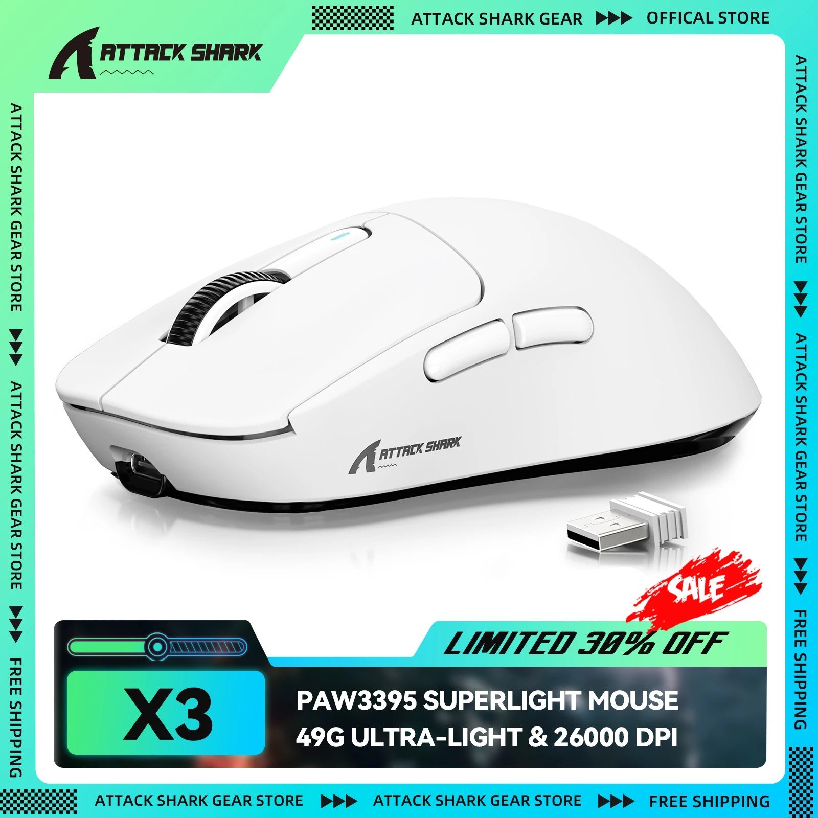 😱 Attack Shark x3 Mouse Sem Fio 26000 DPI Bluetooth Usb PAW3395