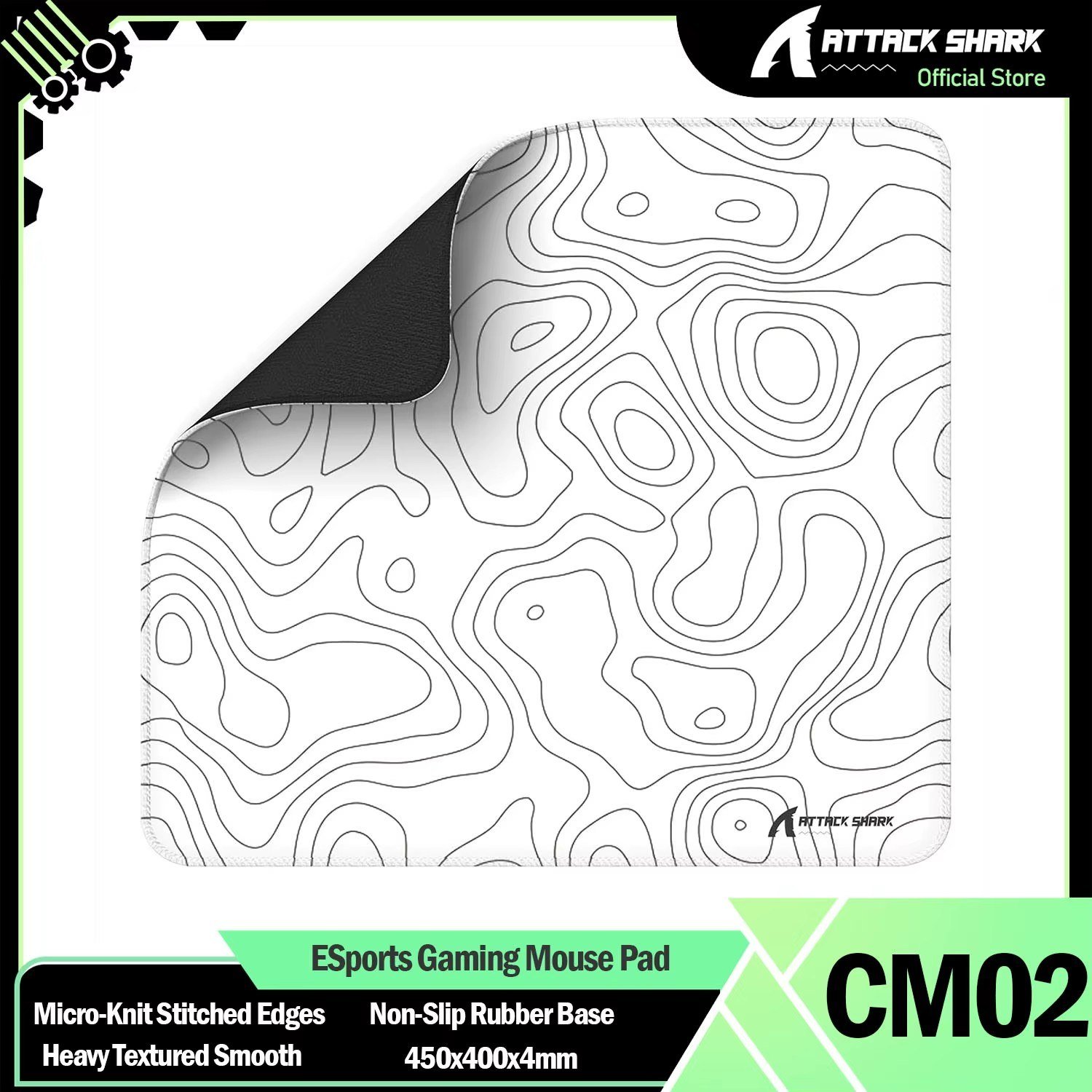 😱 Mousepad Attack Shark Cm02, base de borracha antiderrapante 450x400x4mm