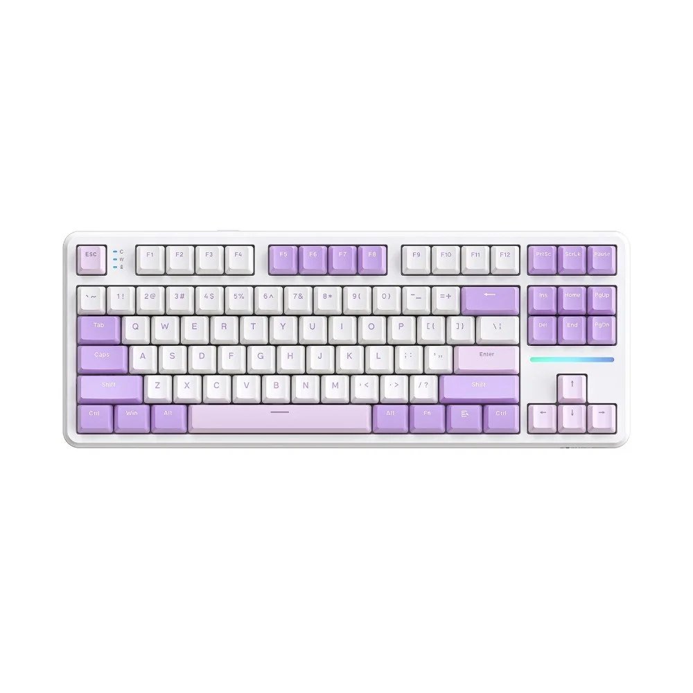 😱 Teclado Mecanico Sem Fio Attack Shark X87 Rgb Tri Mode Wireless Bluetooth Usb C Twilight Purple X87