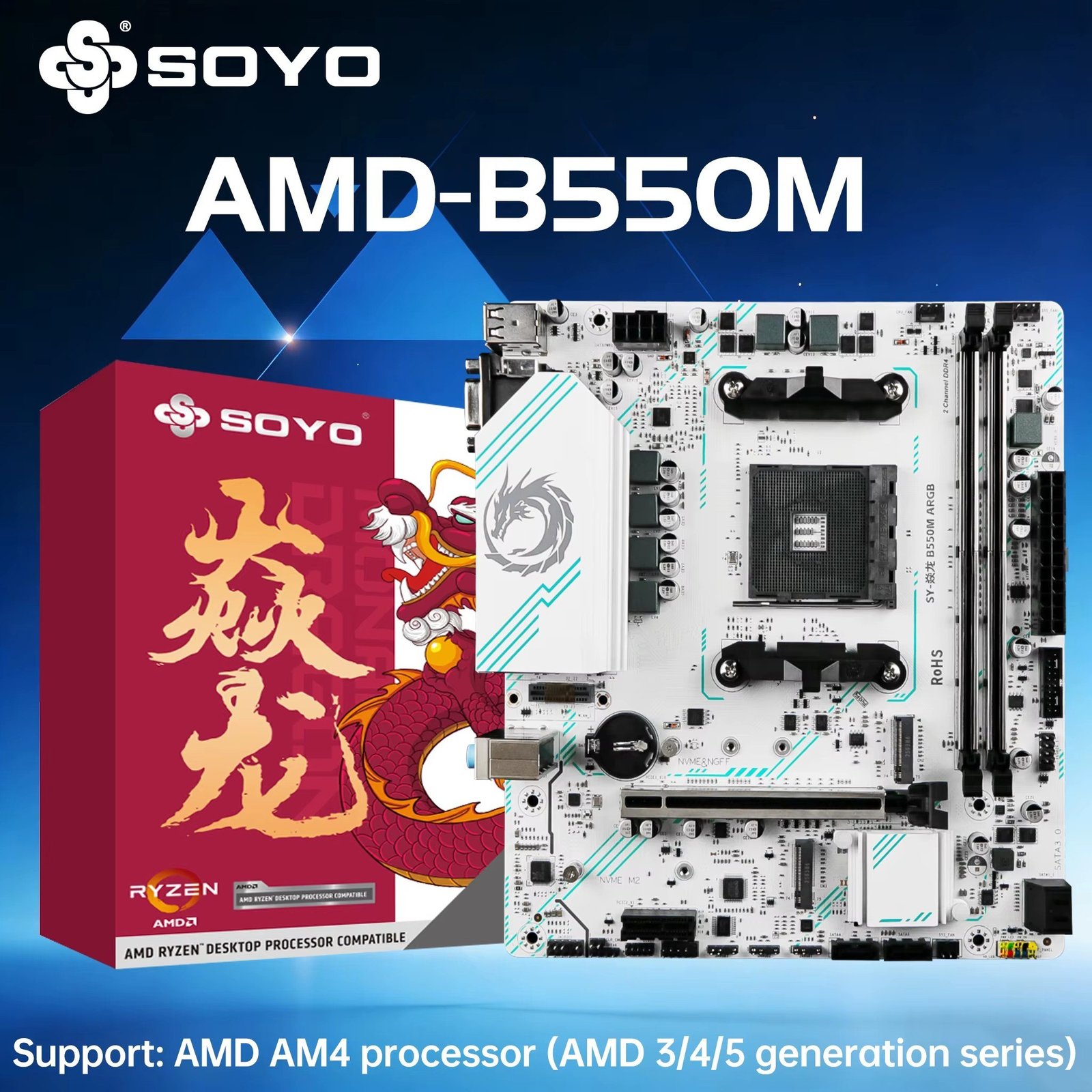 😱 Placa mãe B550M Soyo White Argb+ 2x Nvme Pcie 4.0