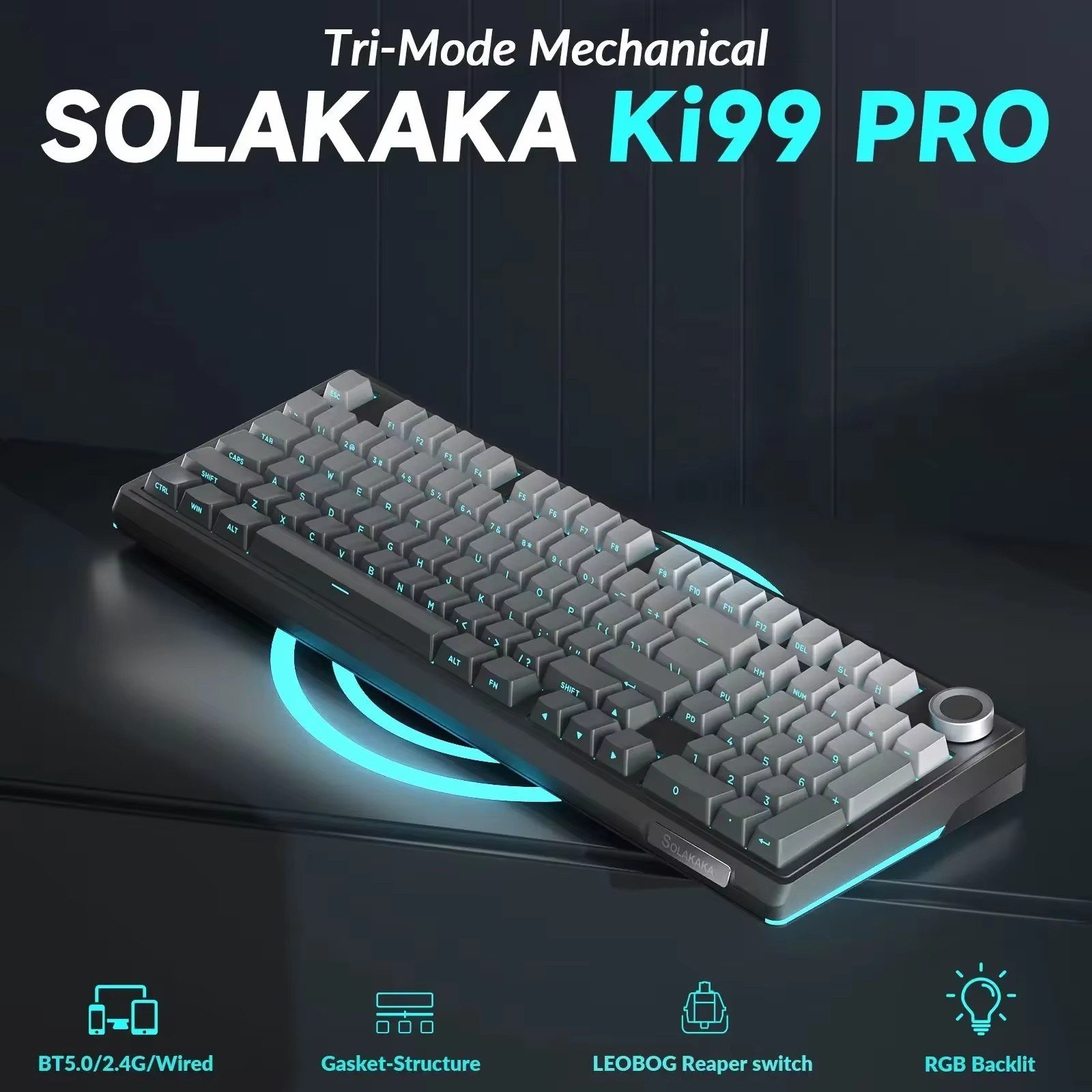😱 Teclado Mecânico Sem Fio Solakaka Ki99 Pro 99 Teclas Tri-mode Hot Swap Rgb 10000mAh