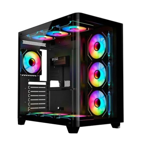 😱 Gabinete Gamer Liketec Madness X, Mid Tower, ATX, Lateral e Frontal em Vidro Curvo, Sem Fans, Preto - LKT-MDX-25-BLK01
