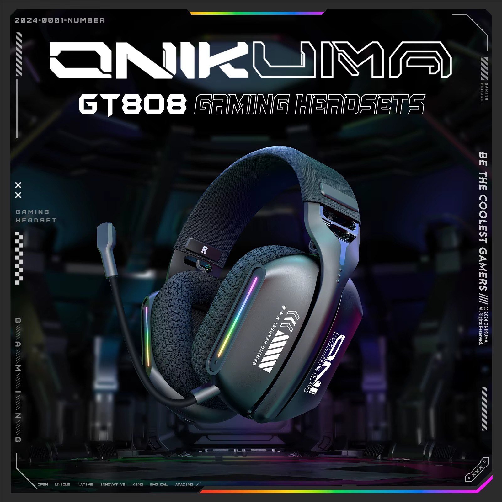 😱 Headset Gamer Sem Fio Onikuma GT808 RGB