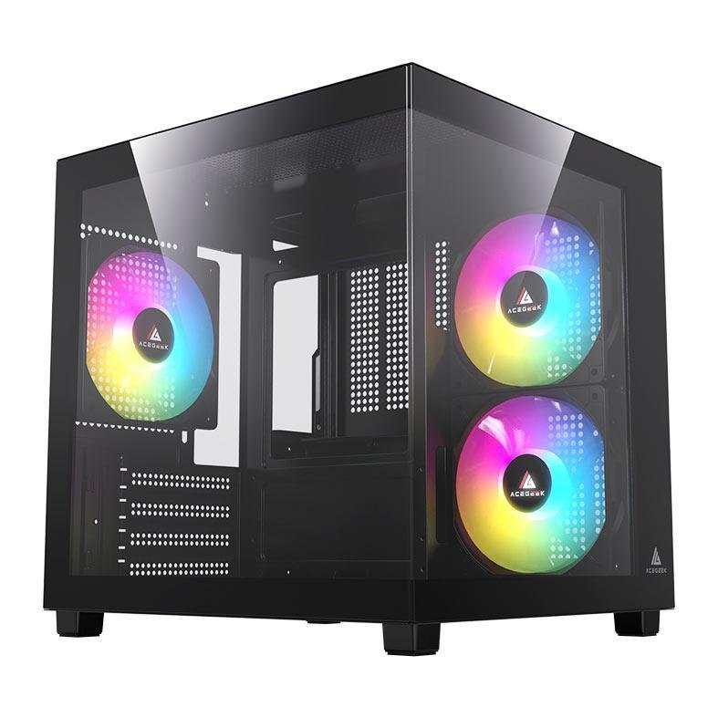 😱 Gabinete Gamer Aquário Acegeek Ori Rainbow Mini-Tower Lateral e Vidro Com 3 Fans