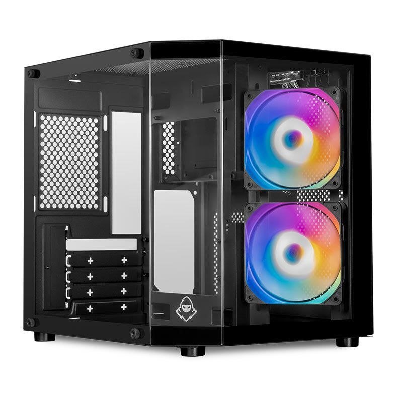 😱 Gabinete Gamer Aquário Mancer CV700M, Mini-Tower Lateral de Vidro Com 2 Fans Preto MCR-CV700M-BK-2F