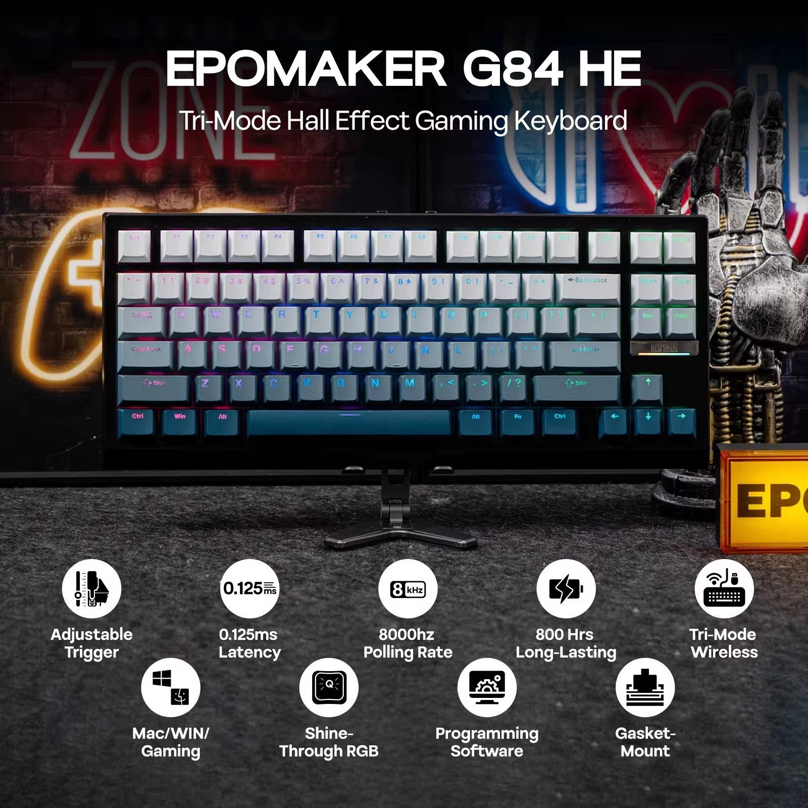 😱 Teclado Epomaker G84 He Magnetico, sem fio