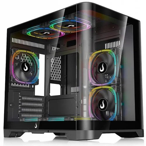 😱 Gabinete Gamer Rise Mode Galaxy Curved Mid Tower Vidro Temperado Matx Sem Fonte Sem Fan Preto Rm Ga Gc Fb