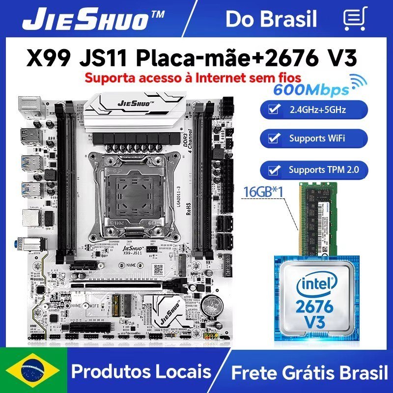 😱 Kit X99 Jieshuo JS11 White Argb + Xeon 2676 V3 1x16GB DDR3