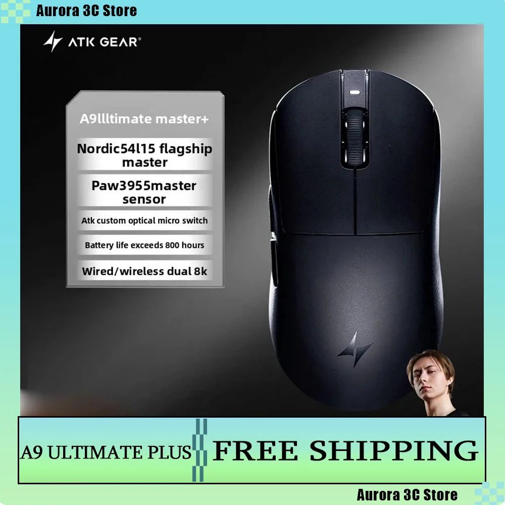 😱 Mouse Atk A9 Air Ultimate, Sensor Paw3950, 8000Hz, Nordic 54L15, Switch óptico