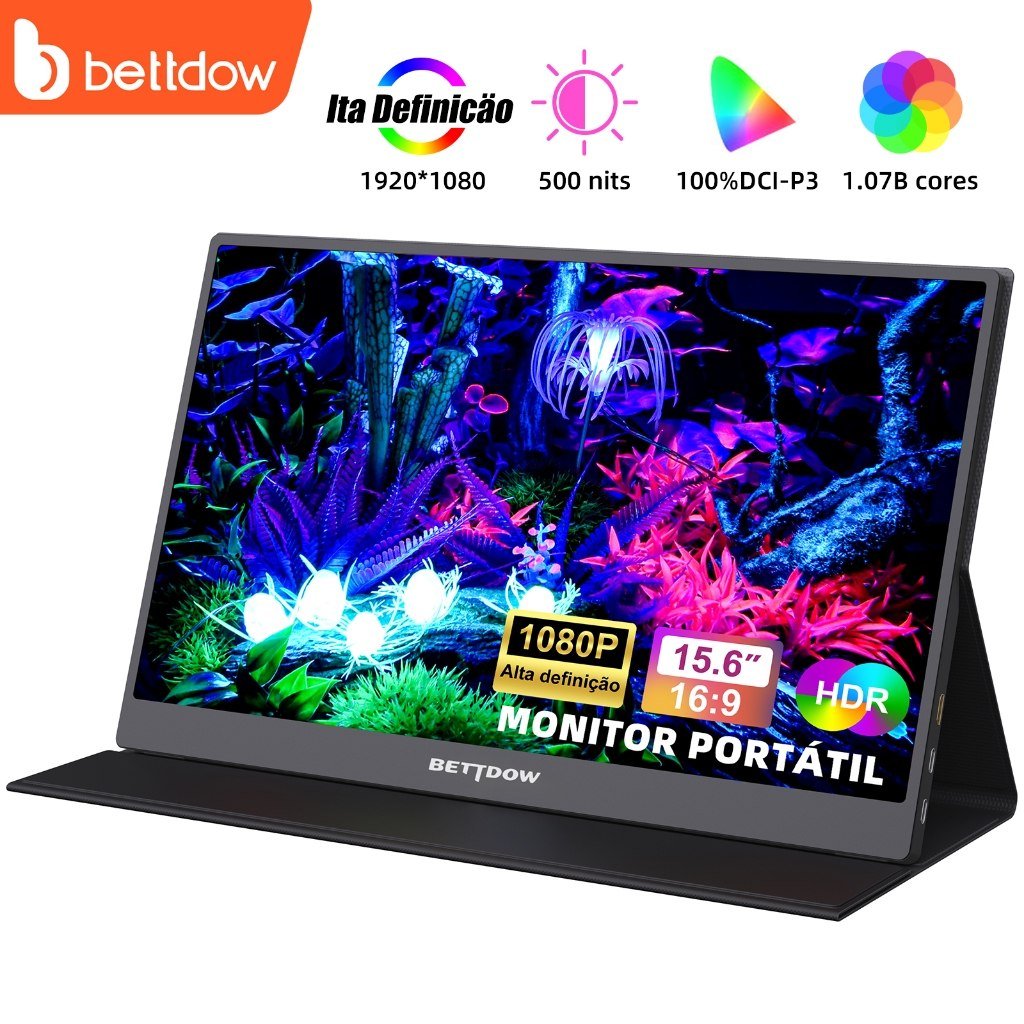 😱 BETTDOW Monitor Portátil para laptop 15.6 ''1920*1080p 4k fhd ips monitor portátil para ipad/pc/mac/telefone/switch/ps4