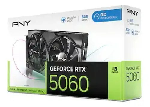 😱 RTX 5060 Placa De Vídeo Pny Nvidia Geforce RTX5060 Dual Oc, 8GB, Gddr7, Dlss, Ray Tracing, Vcg50608dfxpb1-o