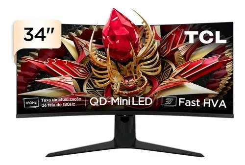 😱 Monitor Gamer Curvo TCL 34 Polegadas QLED Mini LED WQHD R83Q 180Hz 1ms (GtG) HDR 1400 nits 34R83Q