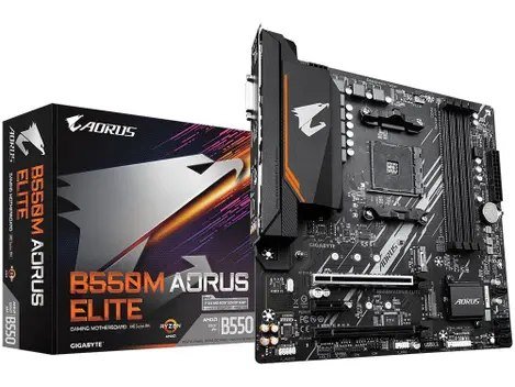 😱 Placa-Mãe Gigabyte B550M Aorus Elite Rev. 1.3, AMD AM4, Micro ATX, DDR4, Preto - B550M AORUS ELITE