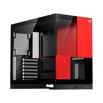 😱 Gabinete Gamer Redragon Eternal P&ampV, Mid Tower, ARGB, ATX, Lateral em Vidro, Sem Fans, Preto e Vermelho - CA-612BR