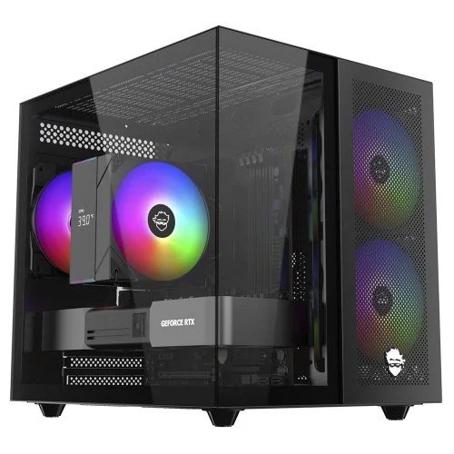 😱 Gabinete Gamer Ninja Kazan X3 Mini Tower Vidro Temperado M Atx Sem Fonte Com 3 Fans Preto Gn Cs Kzmab3F