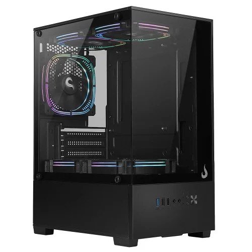 😱 Gabinete Gamer Rise Mode Prisma Glass 01 Mid Tower Vidro Temperado Matx Sem Fonte Sem Fan Preto Rm Ca Prs 01 Fb